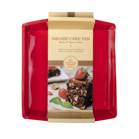 Mrs. Anderson's Baking 9-inch square pan shows non-stick surface for clean release