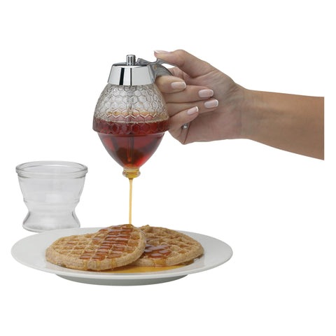Mrs. Anderson's lever-pour enables one-handed operation for syrup or honey.
