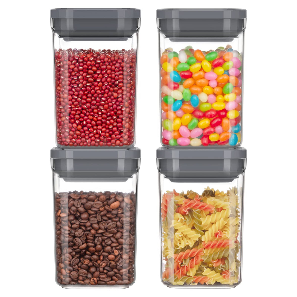 MR.SIGA four-pack airtight containers in gray for pantry organization