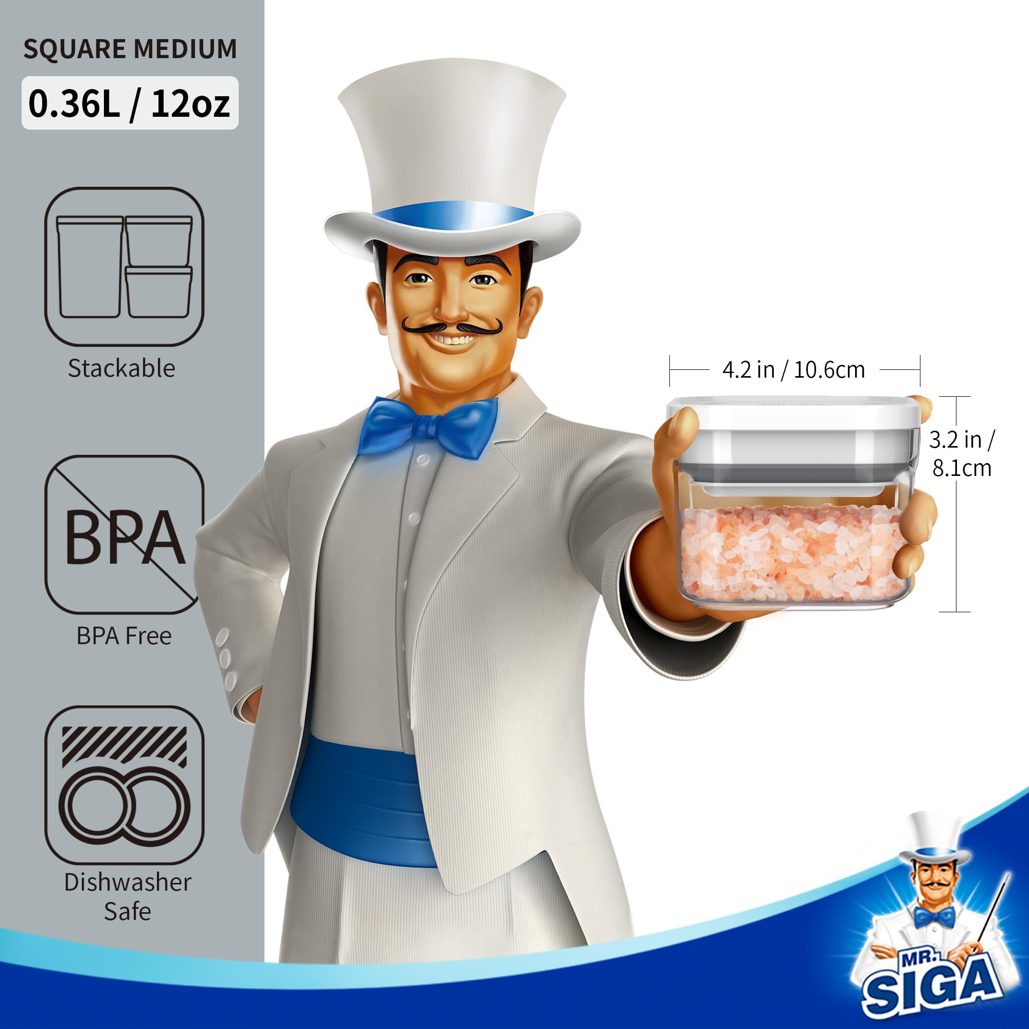 MR.SIGA airtight lid seals moisture and preserves snacks