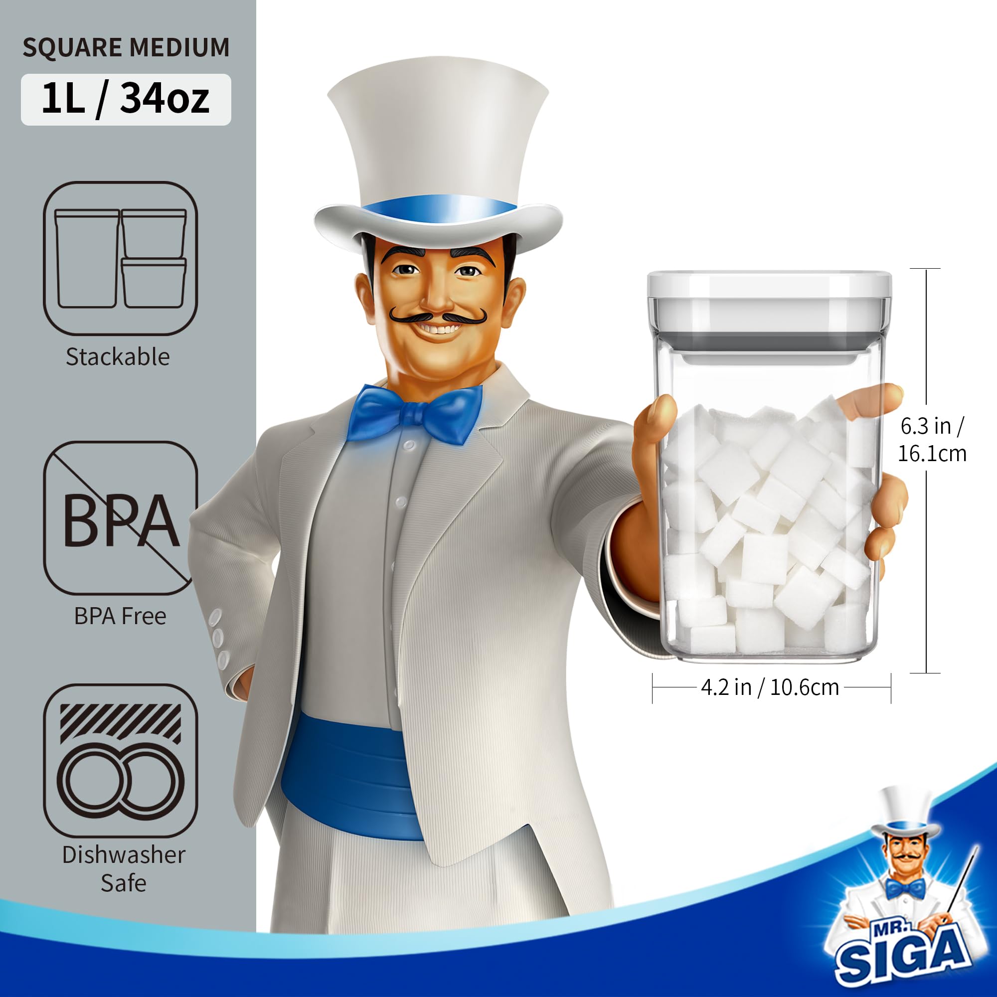 MR.SIGA BPA-free, food-grade containers ensure safe pantry storage.