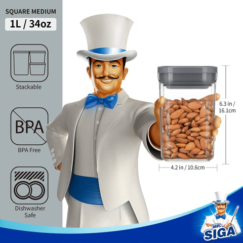 MR.SIGA one-handed squeeze-to-open lid enables easy access