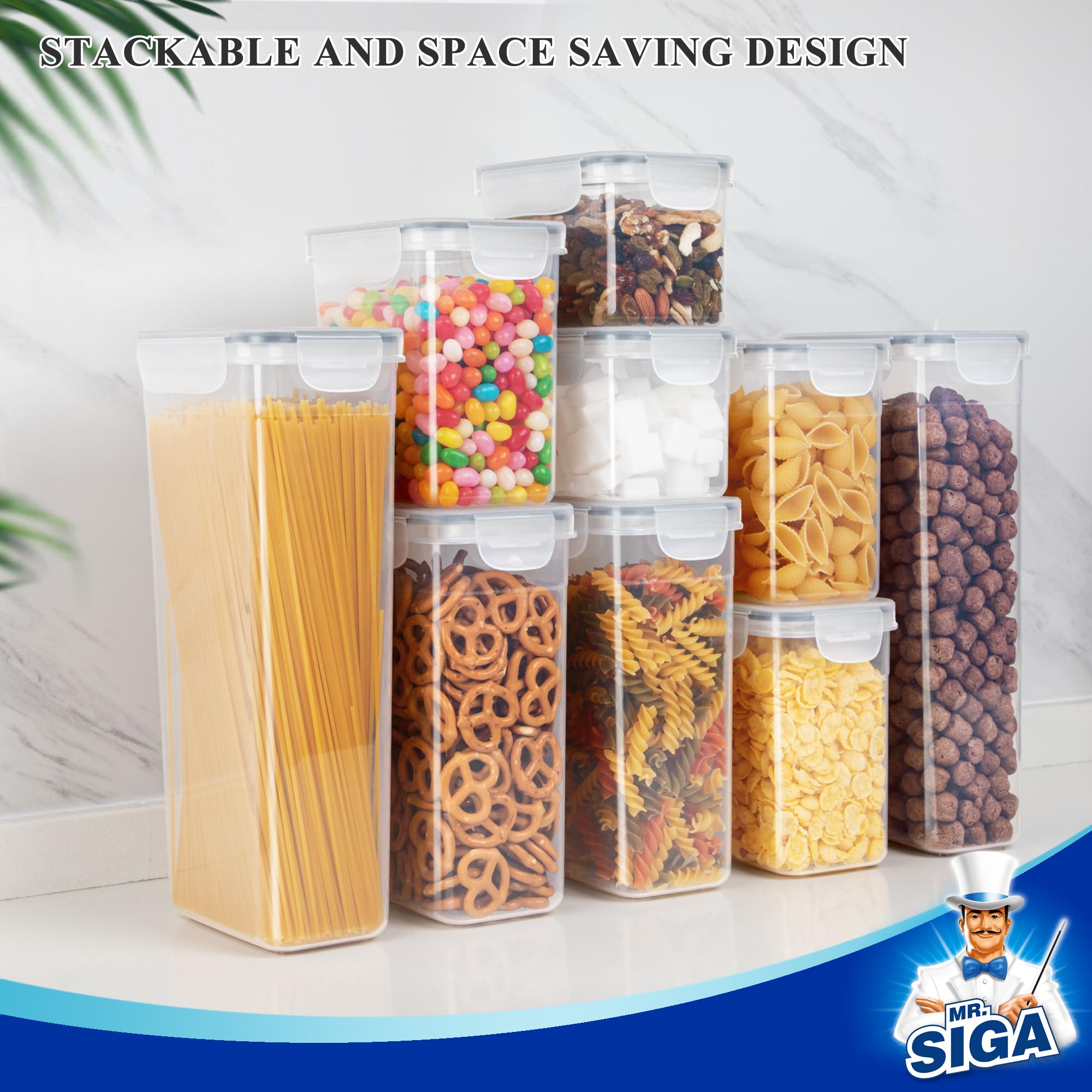 MR.SIGA pantry setup keeps shelves neat and efficient.