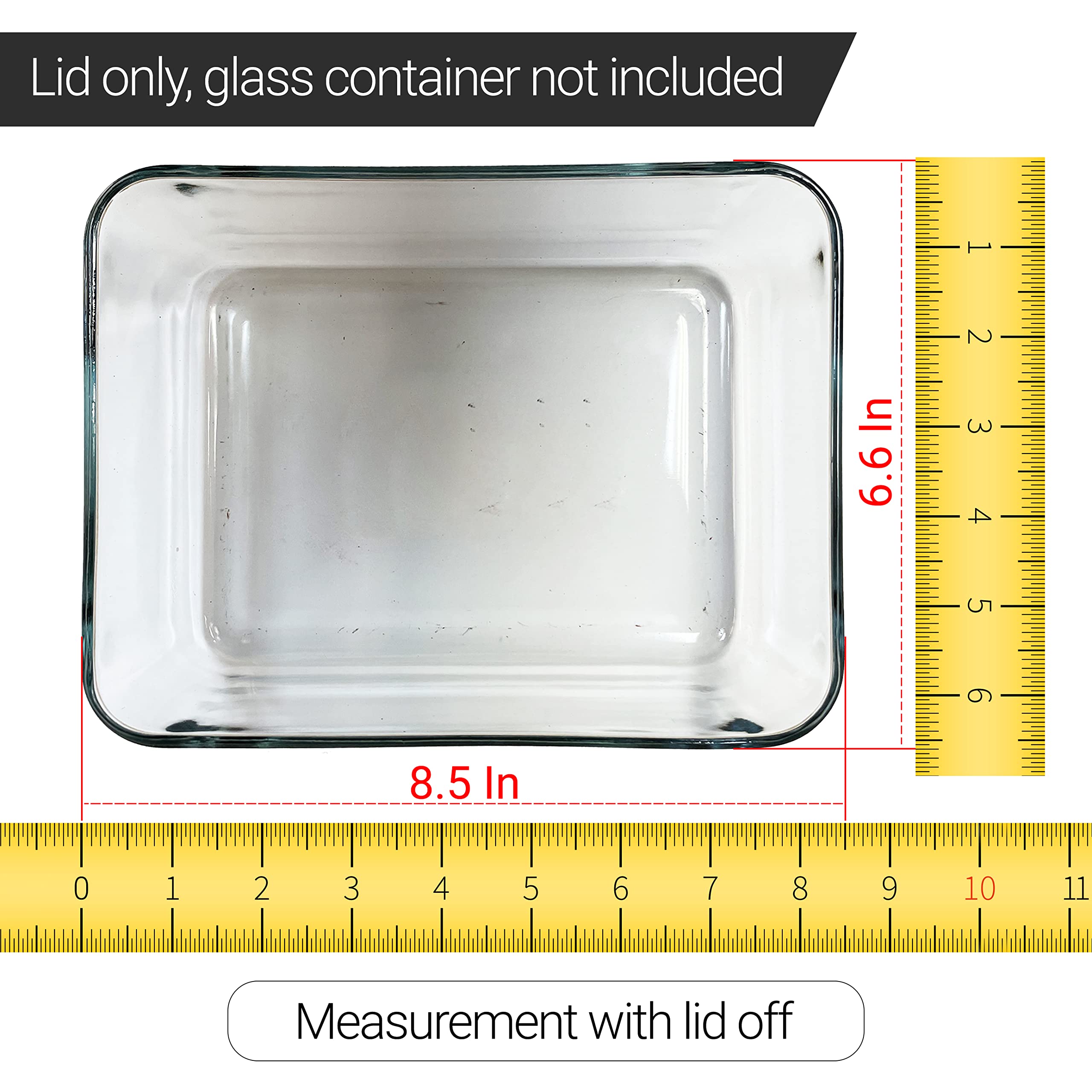 MRX Solutions dishwasher-safe blue lid for Pyrex rectangle bowls.