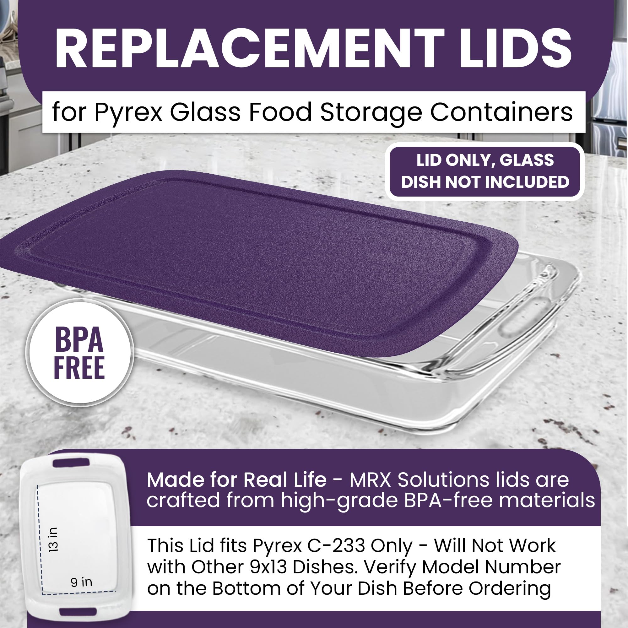 MRX Solutions Pyrex lid keeps odors out with non-porous BPA-free material.
