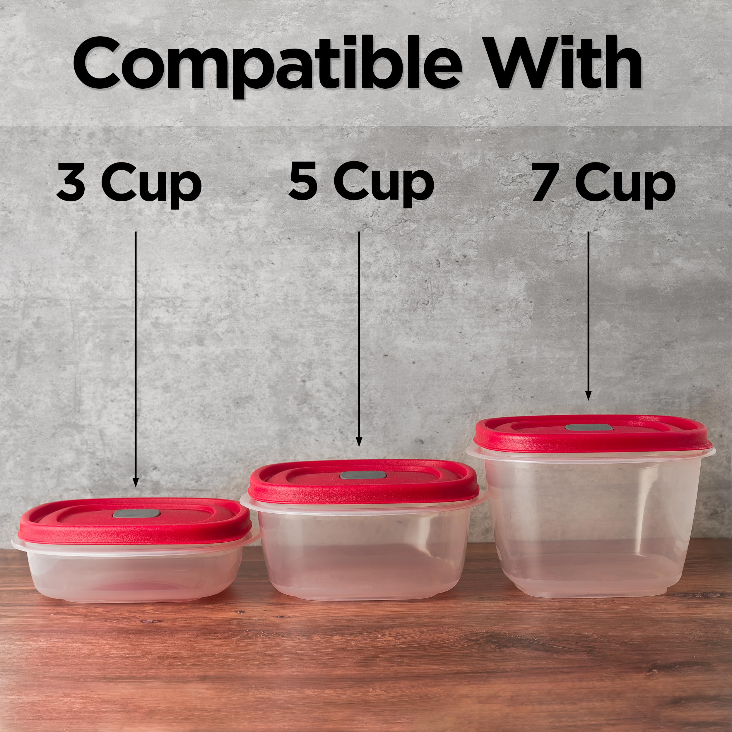 MRX Solutions lid close-up showing precise fit for 3, 5, and 7-cup containers