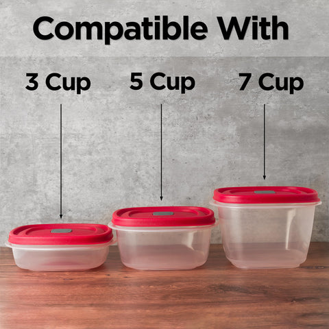 MRX Solutions lid close-up showing precise fit for 3, 5, and 7-cup containers