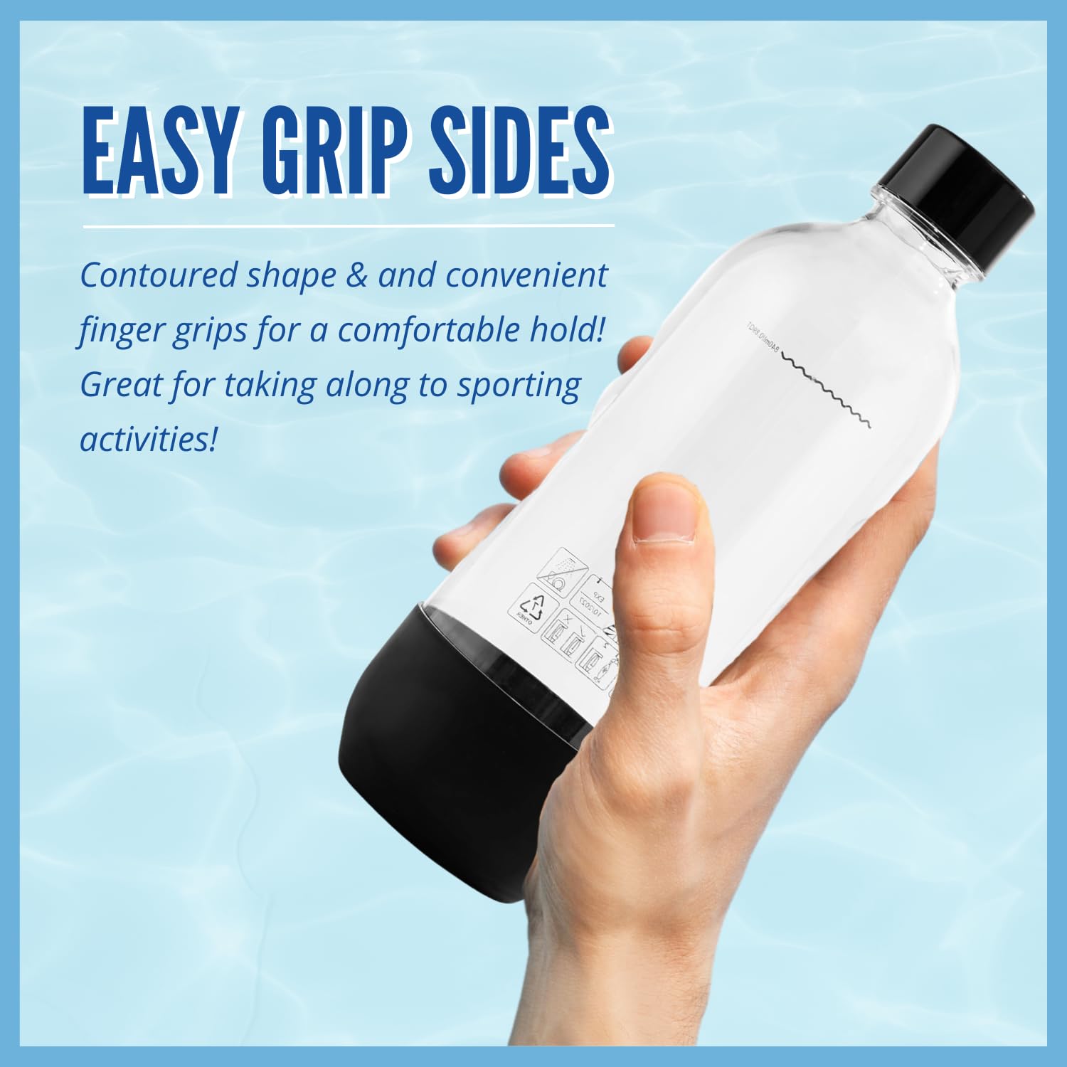 MRX Solutions 1L white bottle compatible with SodaStream models.