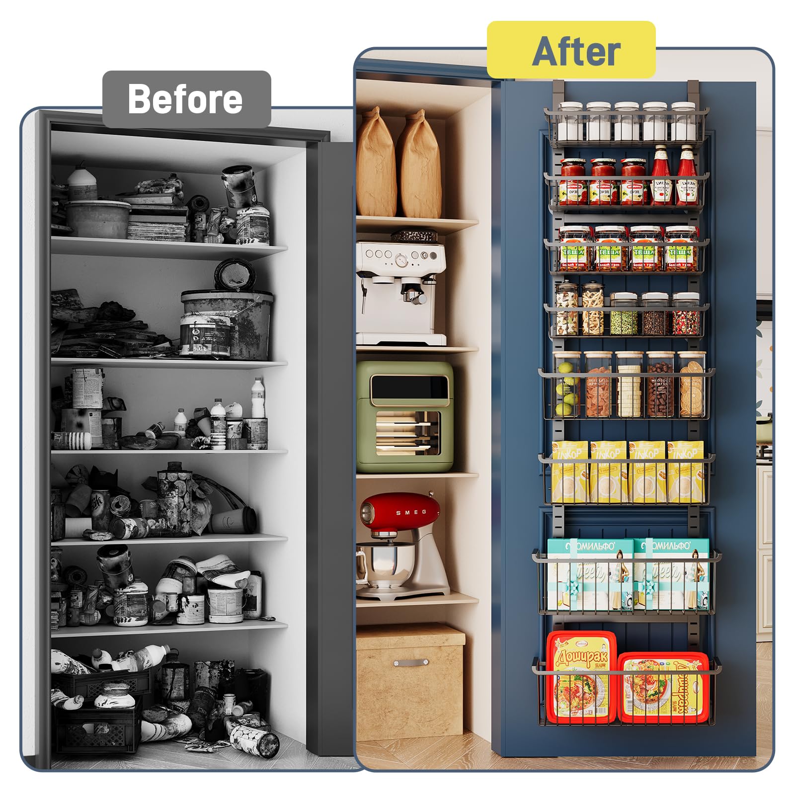 MSERCUOR door organizer fits doors up to 1.78 inches thick.