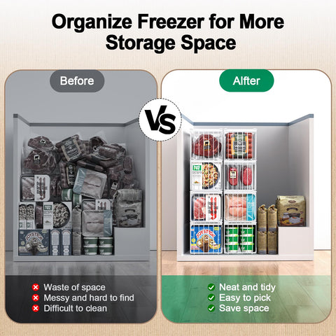 MSERCUOR freezer baskets organize meat, fish, and vegetables