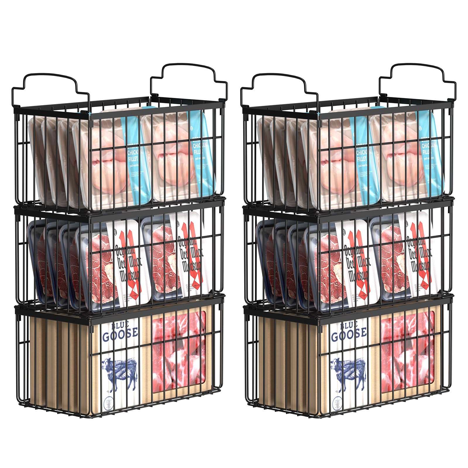 MSERCUOR freezer bins stackable for organized chest freezer storage and quick access.