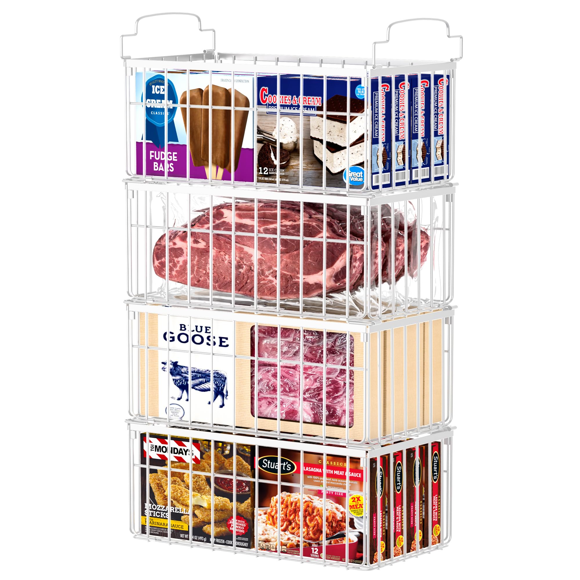 MSERCUOR freezer organizer bin 4-pack for easy sorting in freezer