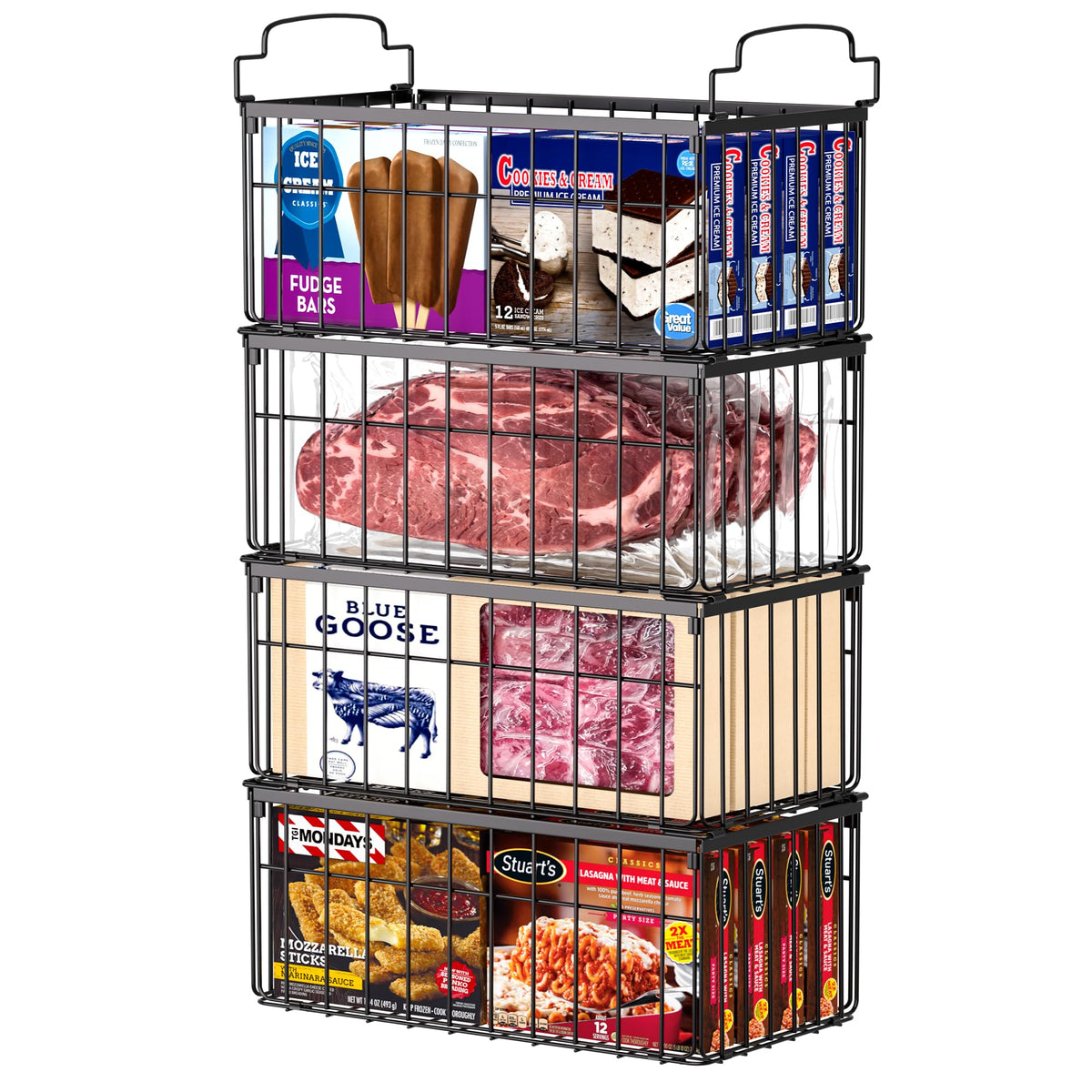 MSERCUOR freezer organizer bins in deep chest design for easy meal prep and visibility.