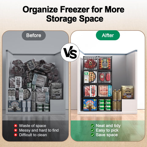 MSERCUOR large-size freezer bin fits 5/7 cu ft shelves efficiently.