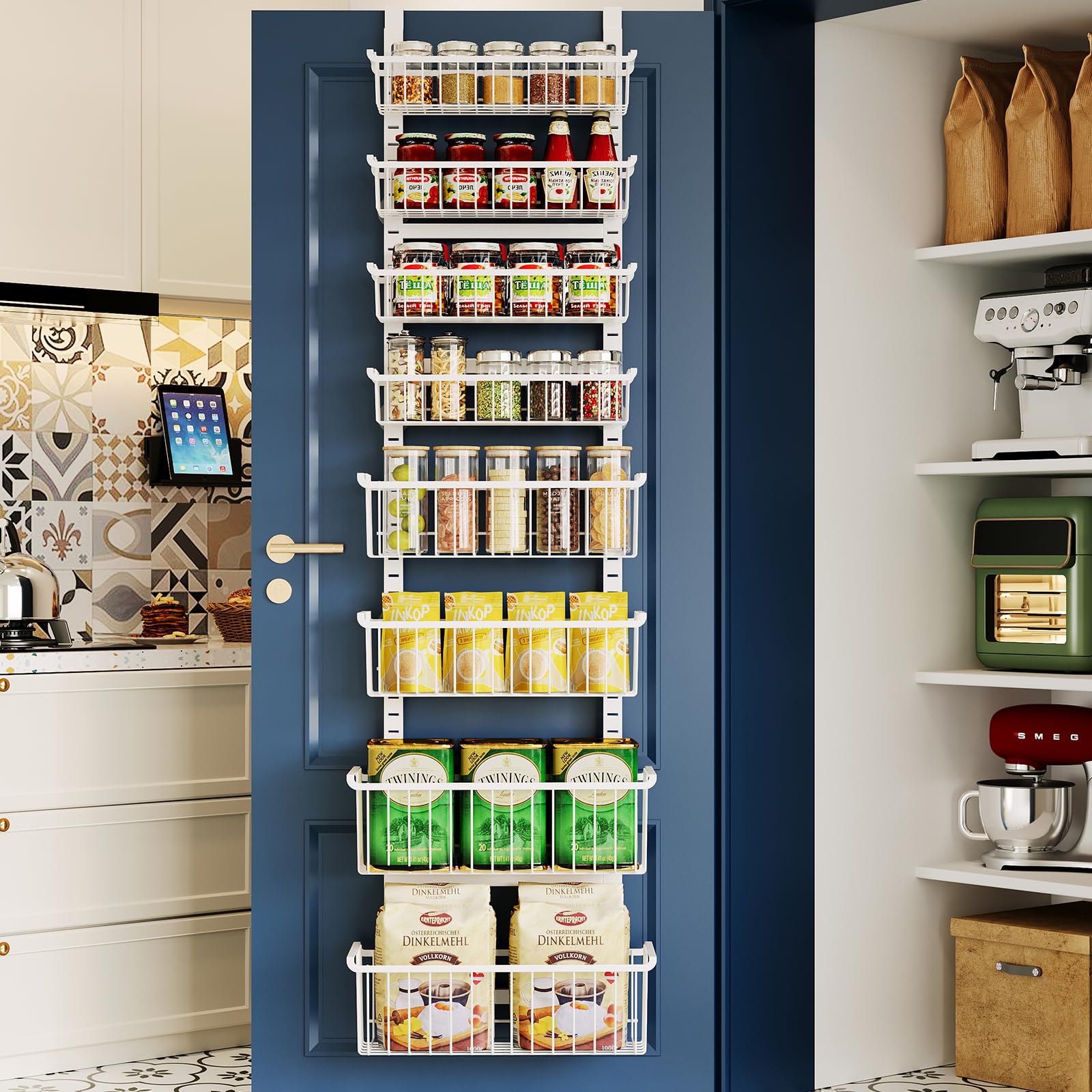 MSERCUOR over-the-door pantry organizer with 8-tier design for efficient storage