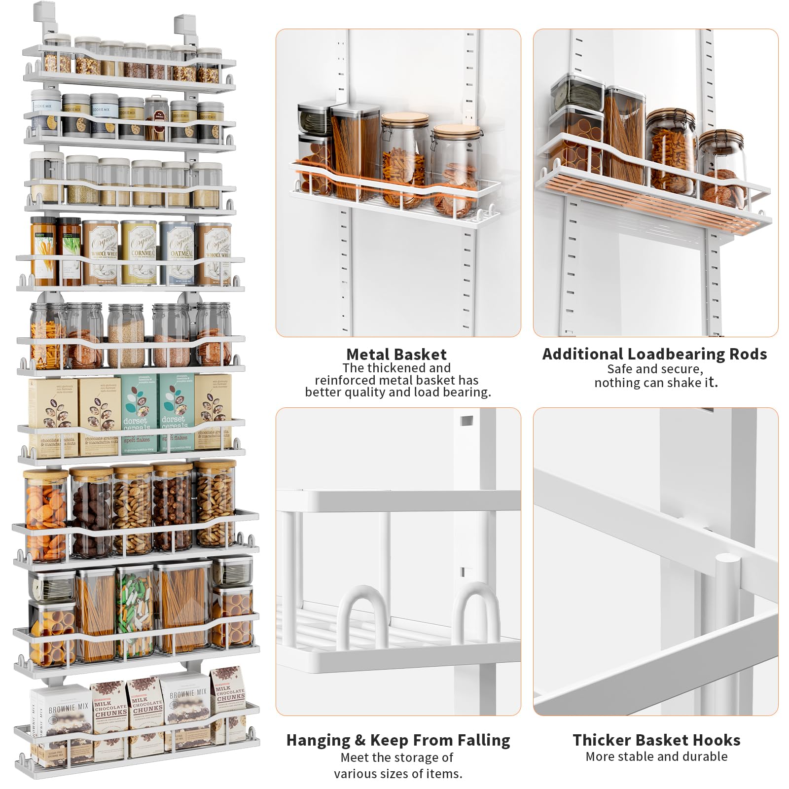 MSERCUOR rust-resistant metal construction keeps pantry tidy over time.