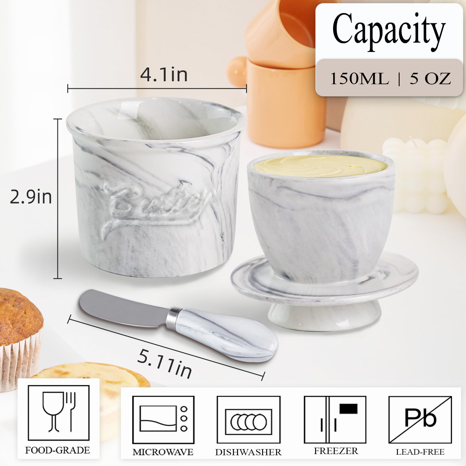 MSJGA butter crock lid creates air-free environment.