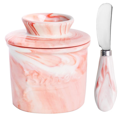 MSJGA ceramic butter crock with lid for room-temperature butter and spreading