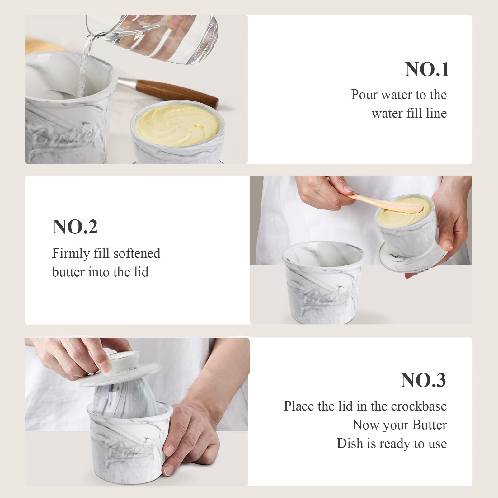 MSJGA countertop butter keeper fits daily butter needs on the counter.