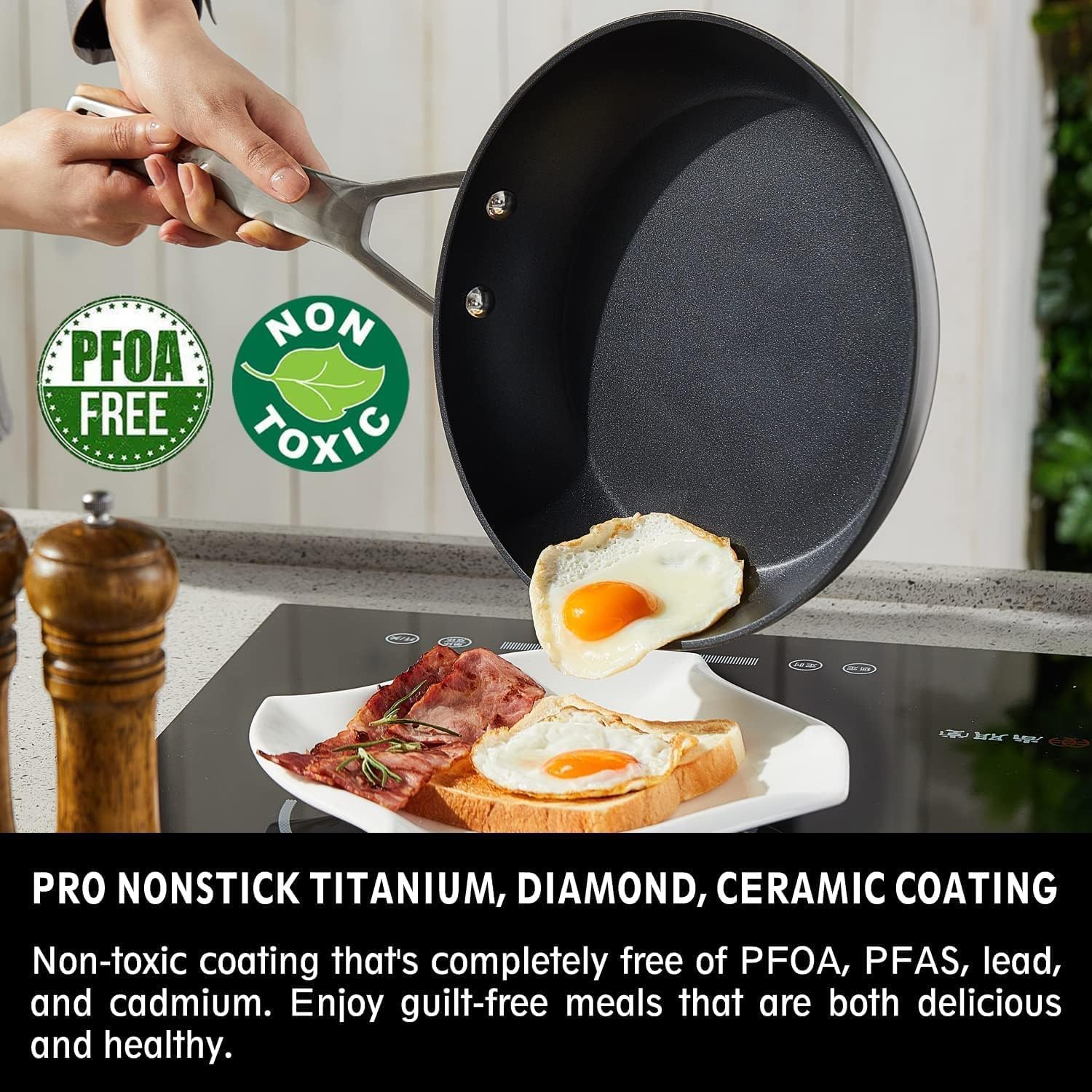 MsMk pan bottom with a smooth surface for even induction heating