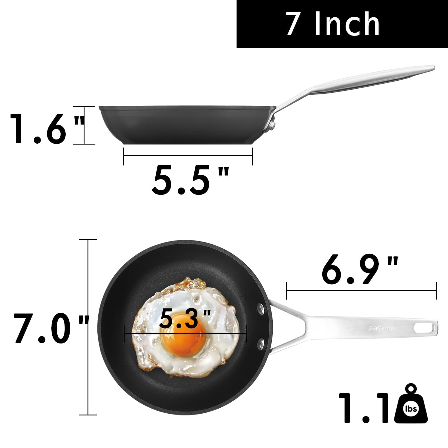 MsMk 7-inch frying pan handle stays cool for safe, comfortable cooking