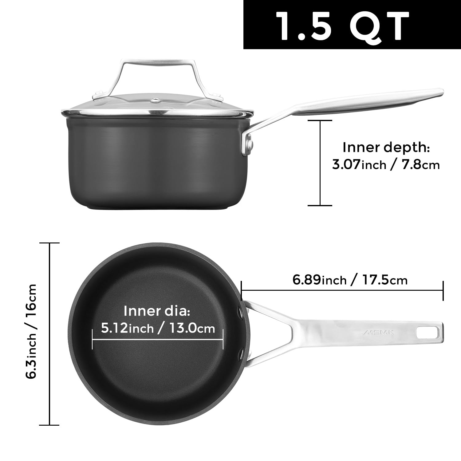 MsMk induction-compatible bottom delivers fast, even heat across cooktops.