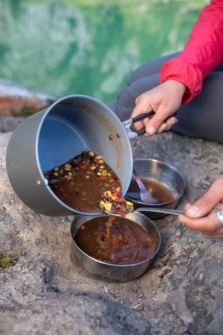 MSR Alpine bowl inside Alpine 2 Pot Set for a two-person meal kit