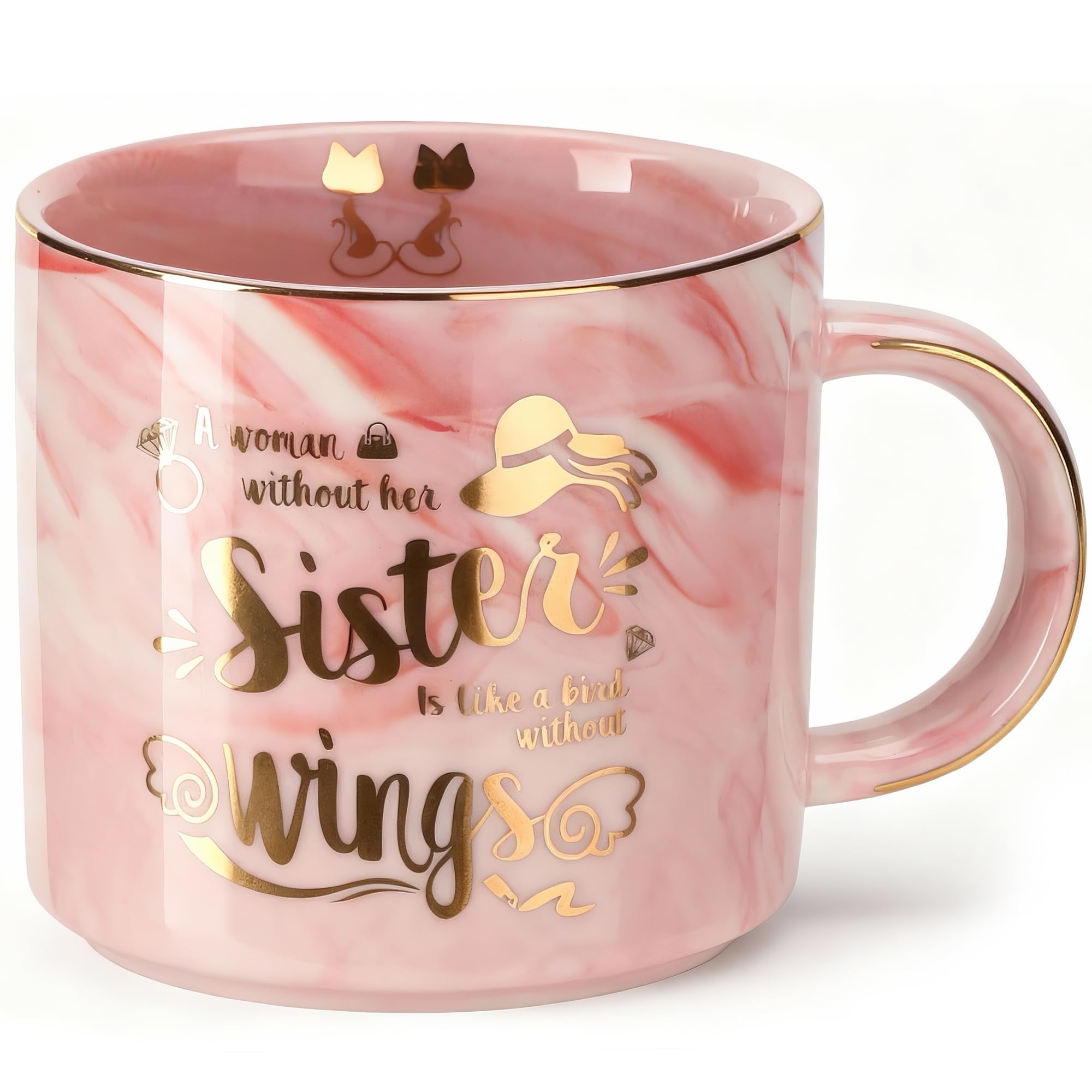 Msushsi pink marble mug ideal for sisters, ready as a gift.