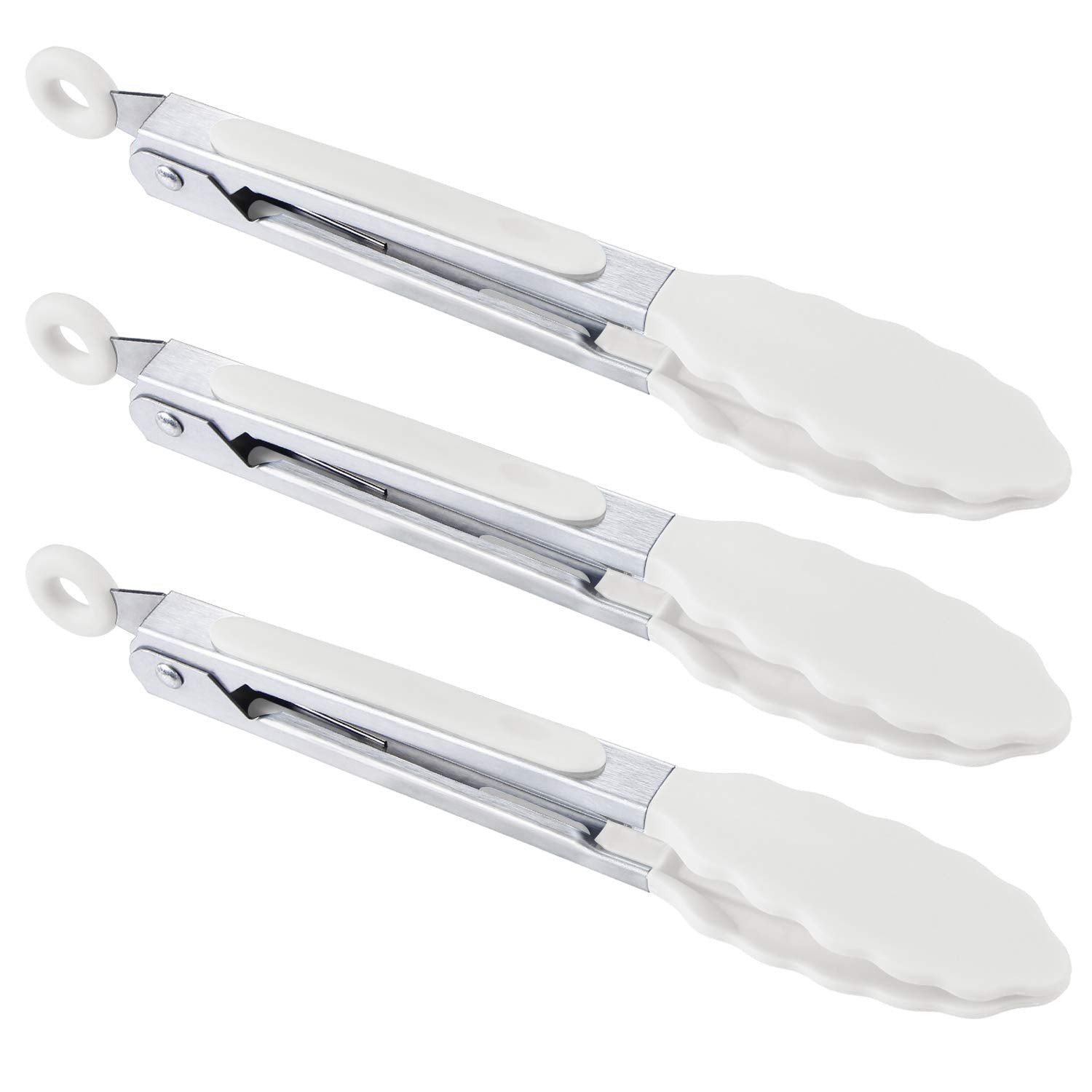 MSY BIGSUNNY 7-inch tongs with non-stick silicone tips for easy serving