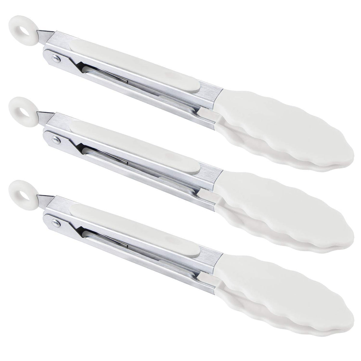 MSY BIGSUNNY 7-inch tongs with non-stick silicone tips for easy serving