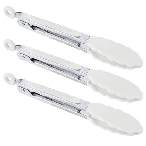 MSY BIGSUNNY 7-inch tongs with non-stick silicone tips for easy serving
