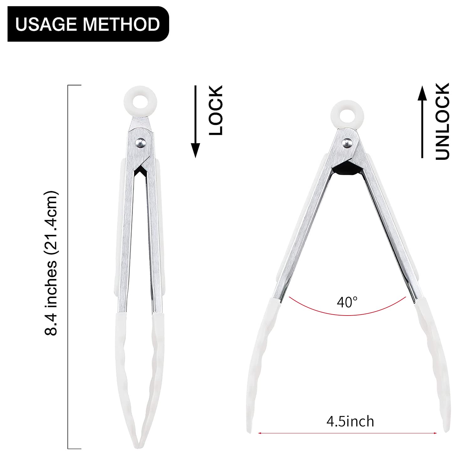 MSY BIGSUNNY snow white set of 3 tongs shown for versatile use