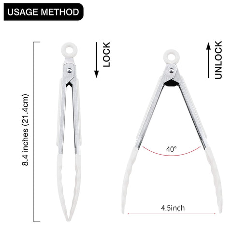 MSY BIGSUNNY snow white set of 3 tongs shown for versatile use