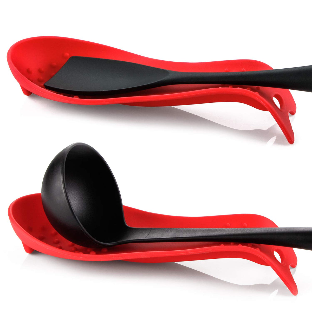 MSY BIGSUNNY silicone spoon rest in red-red closeup keeps countertop clean and organized
