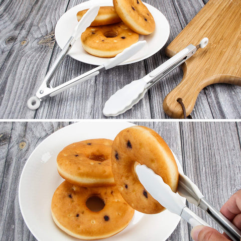 MSY BIGSUNNY tongs in use on a salad and plate setup