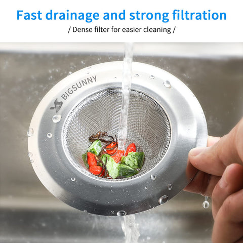 MSY BIGSUNNY stainless steel sink strainer with 304 mesh for durability.