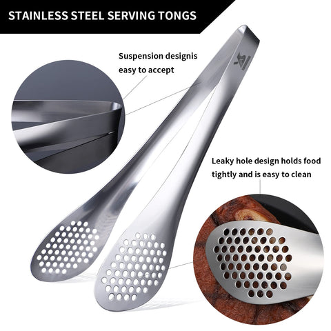 MSY BIGSUNNY stainless steel tongs close-up showing durable construction.