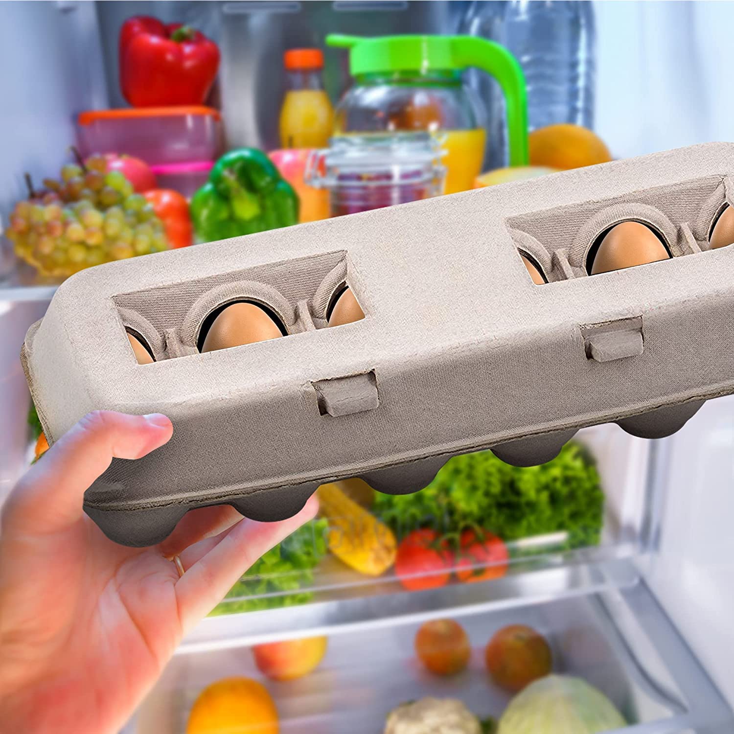 MT Products blank natural pulp egg carton repurposed for crafts or seed starter trays.