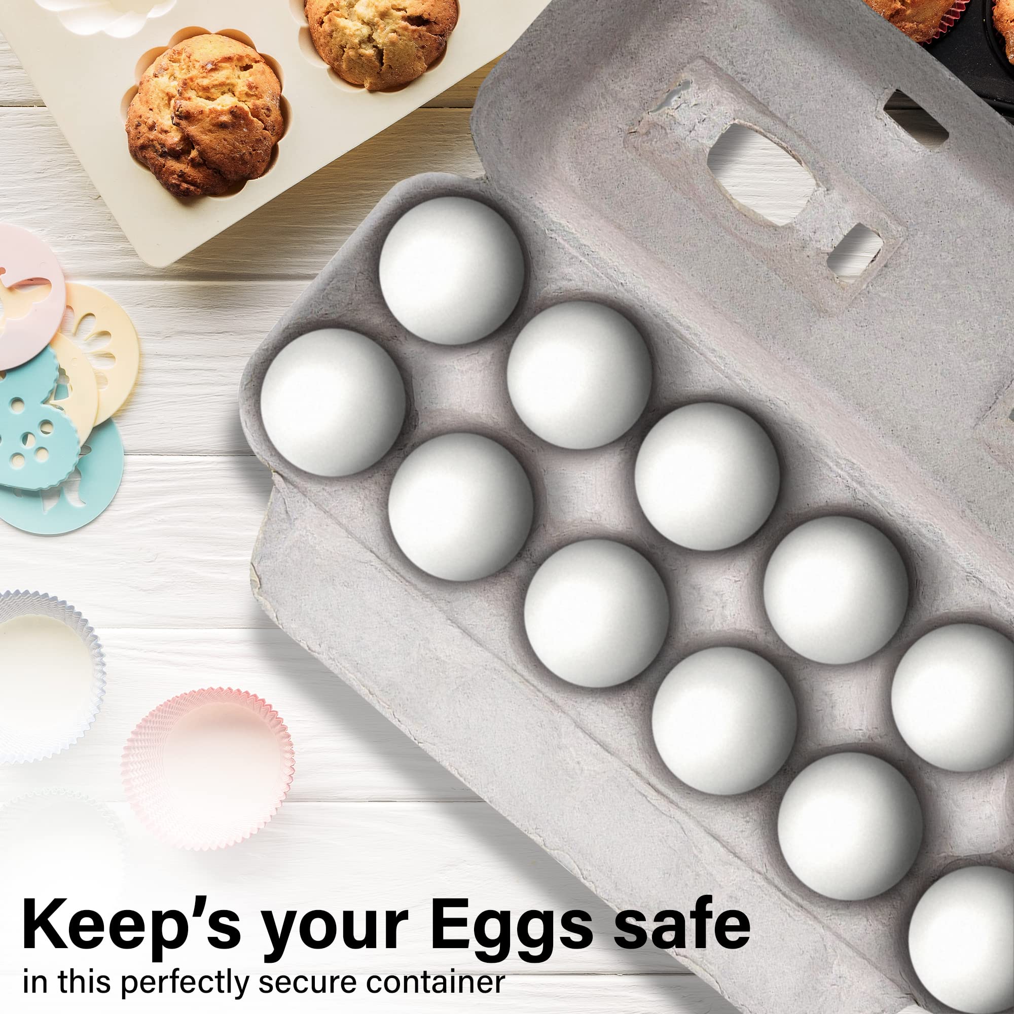 MT Products blank natural pulp egg carton logo area, room to stamp brand for customization.