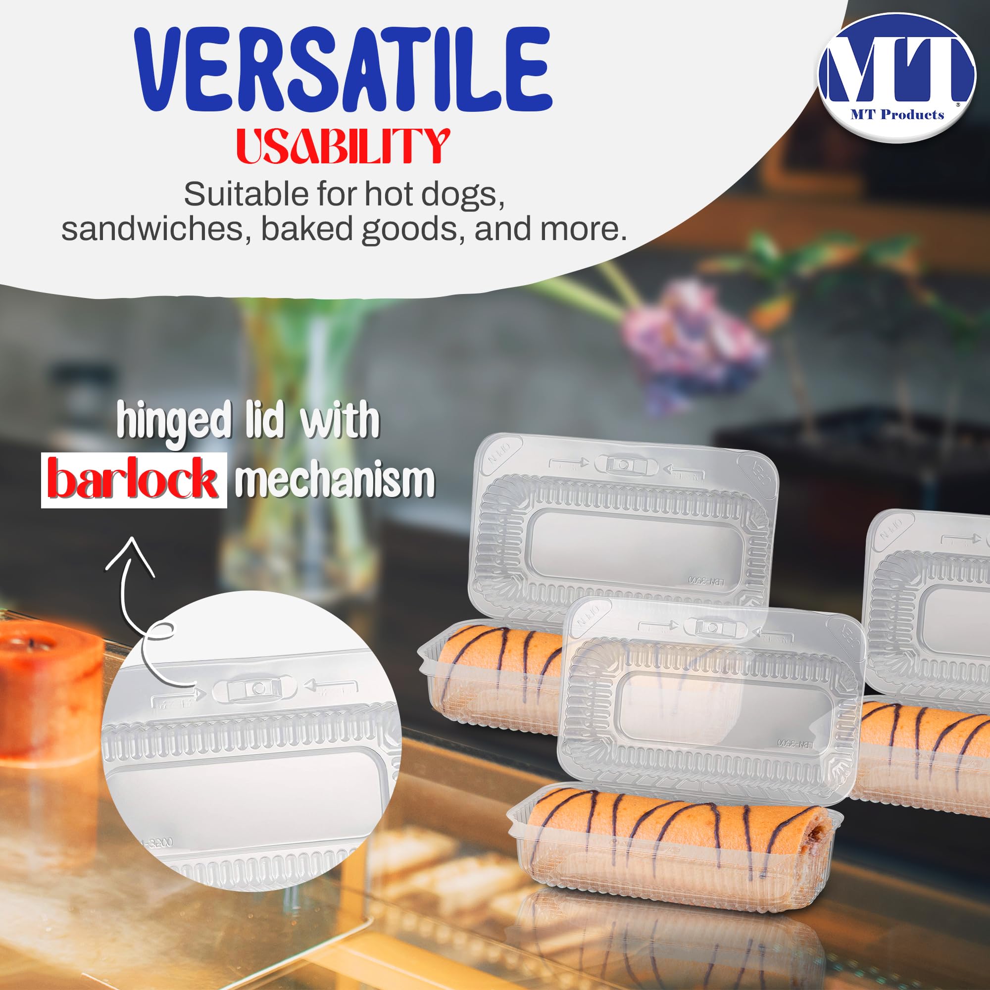 MT Products clear dessert container shows baked goods while keeping them fresh