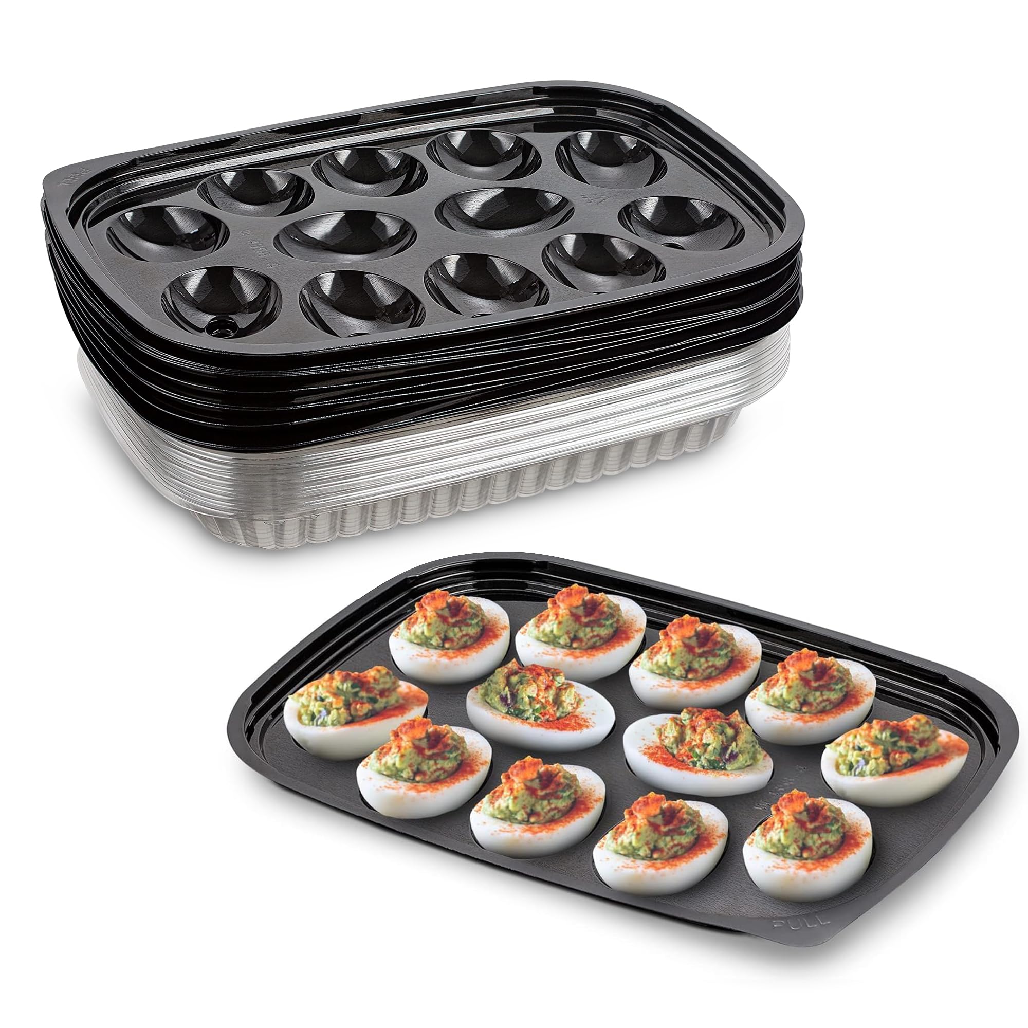 MT Products clear deviled egg tray base holds 12 halves securely for prep