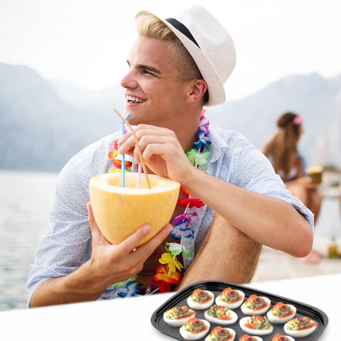 MT Products clear deviled egg tray lid visible contents for quick checks