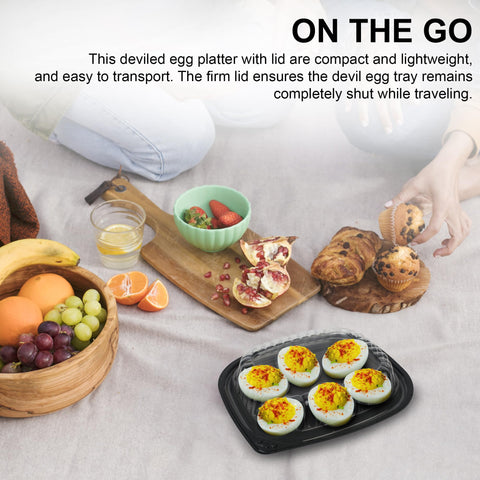 MT Products deviled egg tray lid preserves freshness while on display.