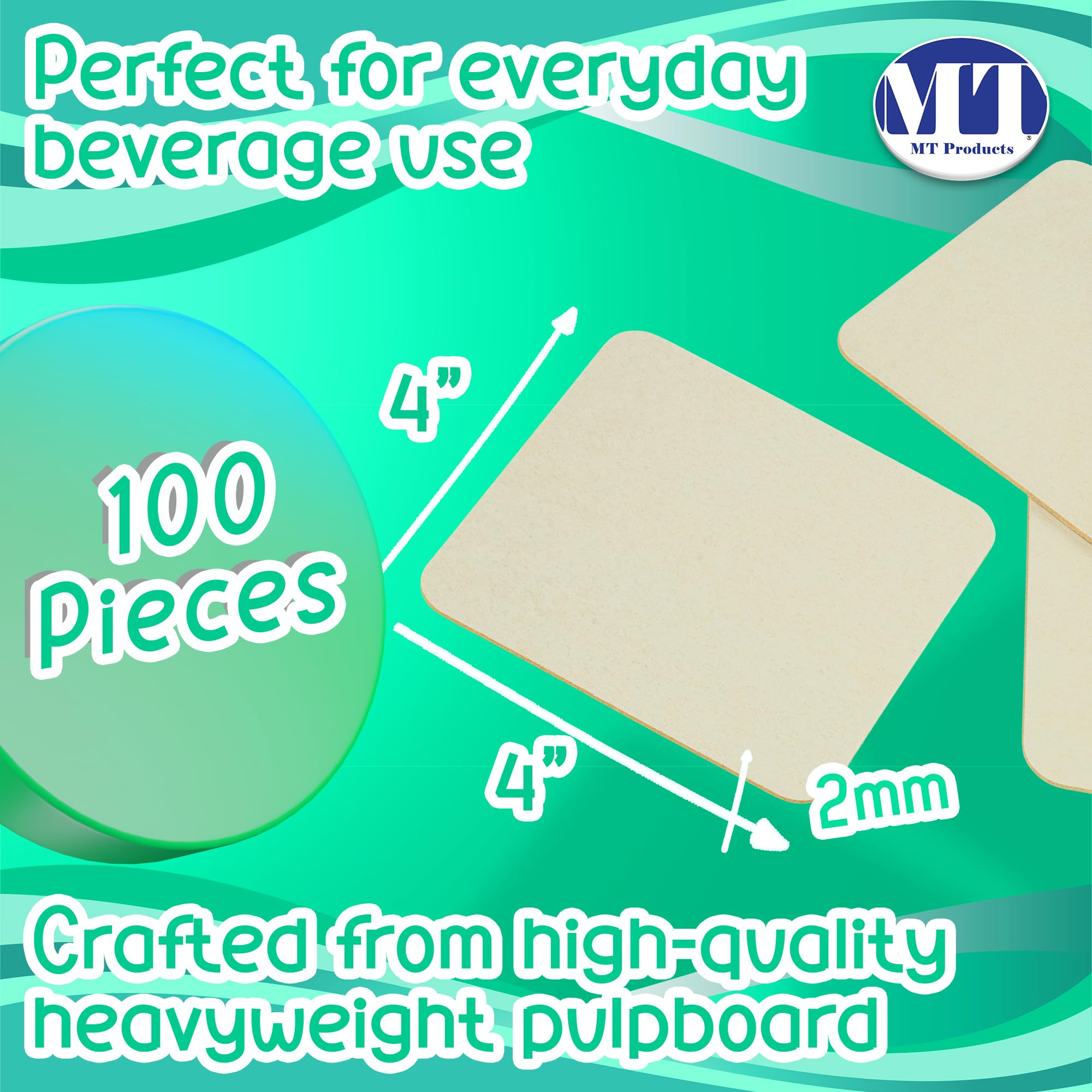 MT Products Off-White square coasters – close-up shows heavyweight, absorbent material protecting surfaces.