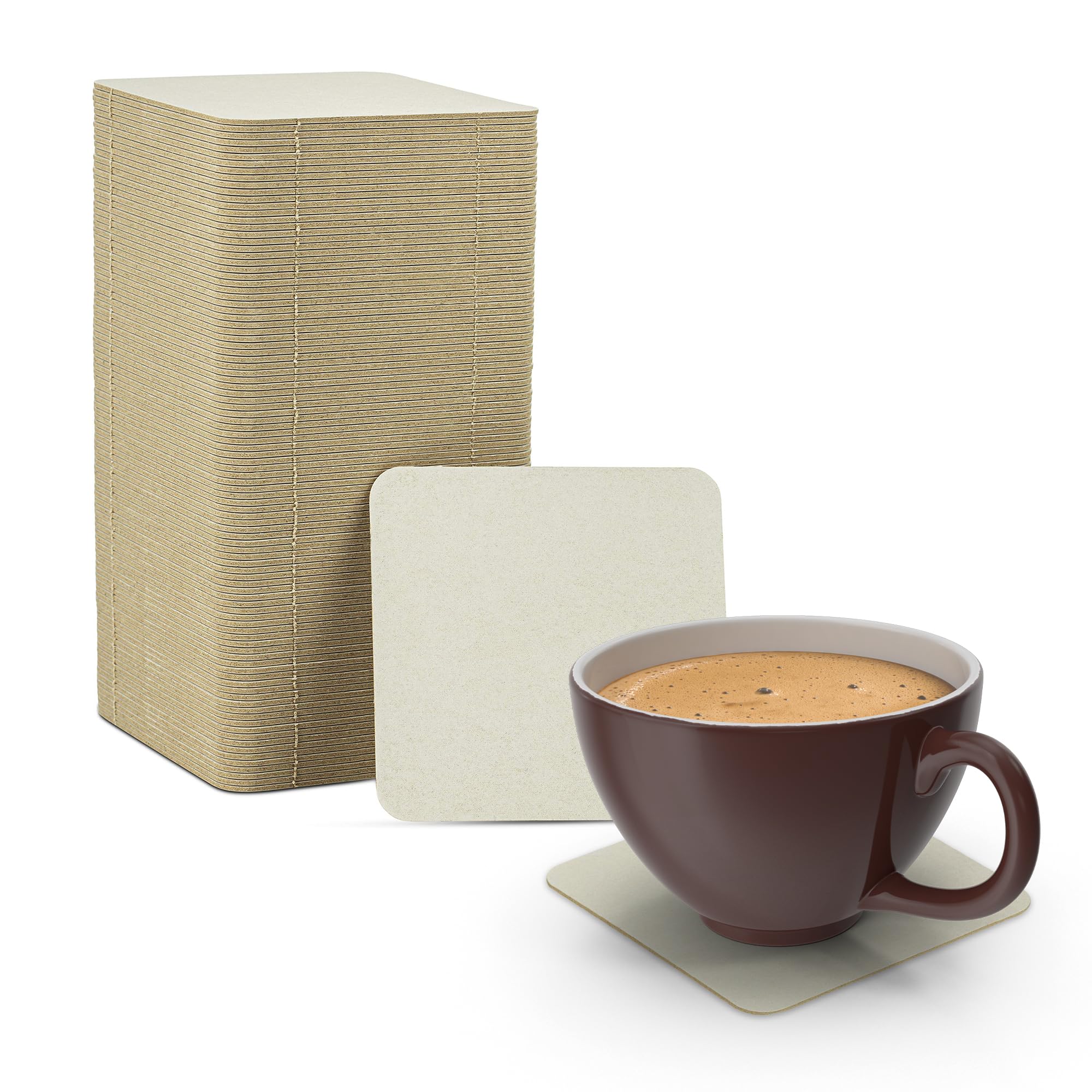 MT Products Off-White square coasters – top view for a clean drink presentation.