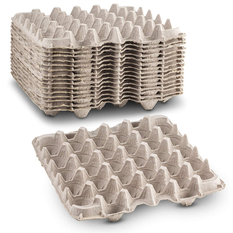 MT Products pulp fiber egg flat carton closed, holds up to 30 eggs for farm storage.