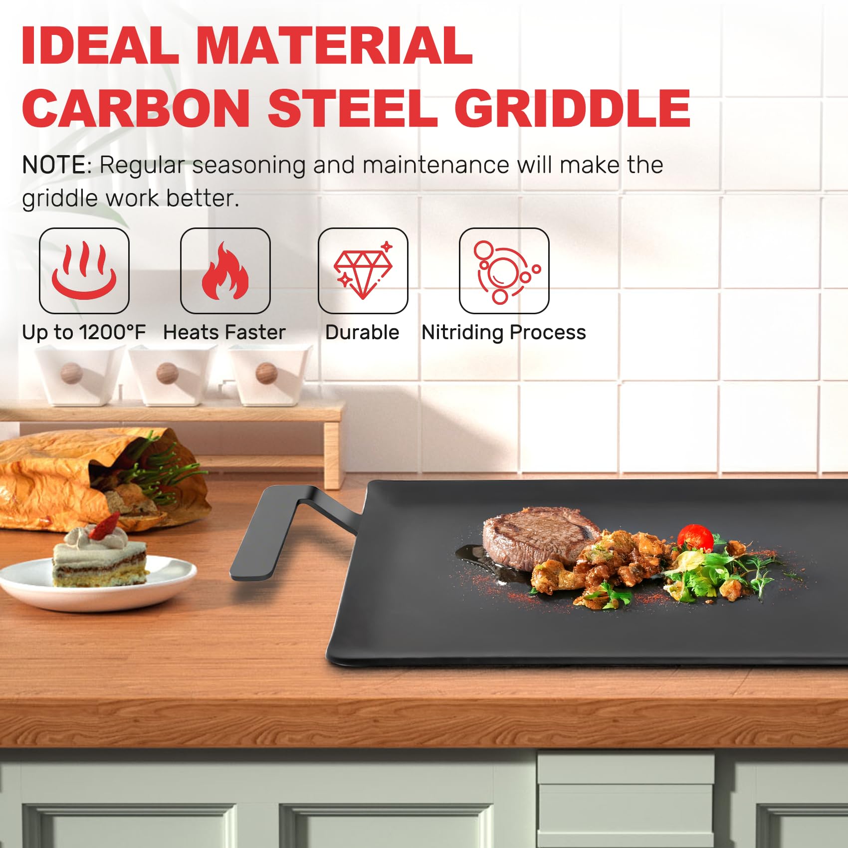 MTAEI griddle for induction delivers reliable heat distribution during cooking