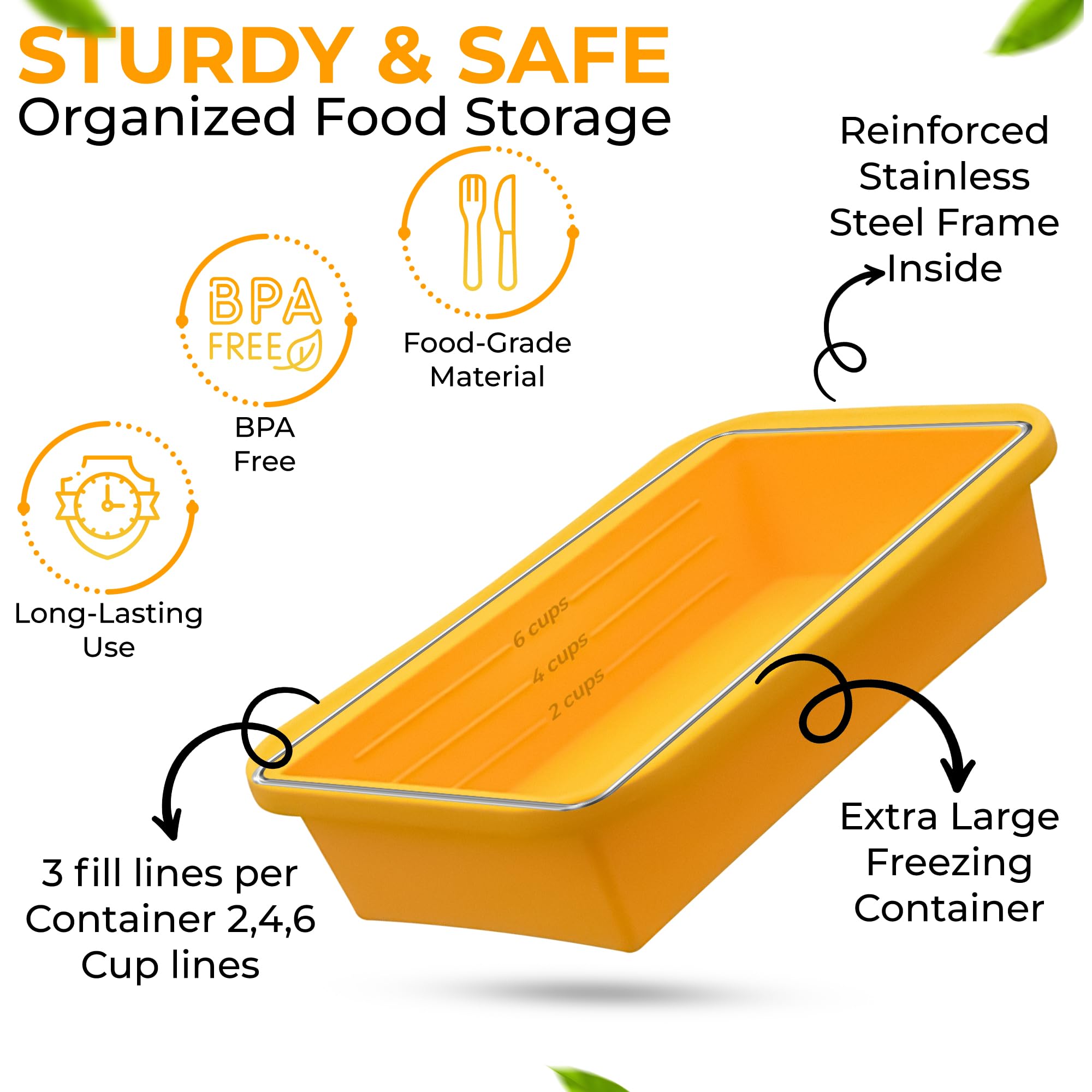 MT.BAY transparent lid on freezer container for easy viewing and stacking.