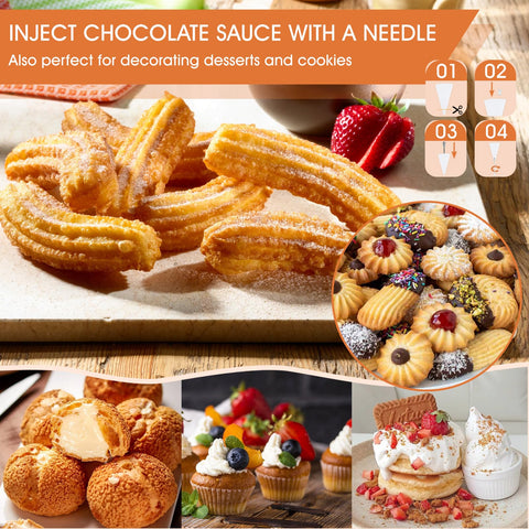 MTOGALT Churro Injector Tip for filling with chocolate, caramel, or fruit.