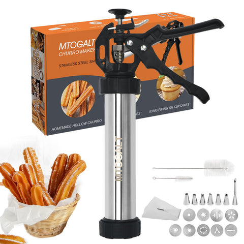 MTOGALT Churro Maker Machine with stainless steel body for durable, hygienic home use.